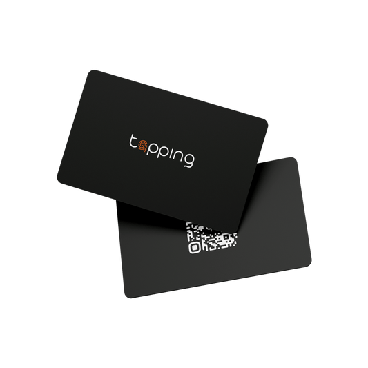 Tapping black digital business card font and back