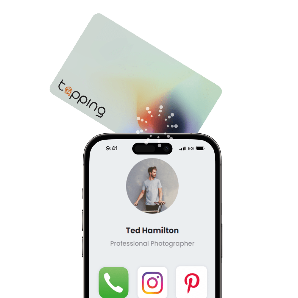 Tapping digital business card gradient scanning iphone 14 pro